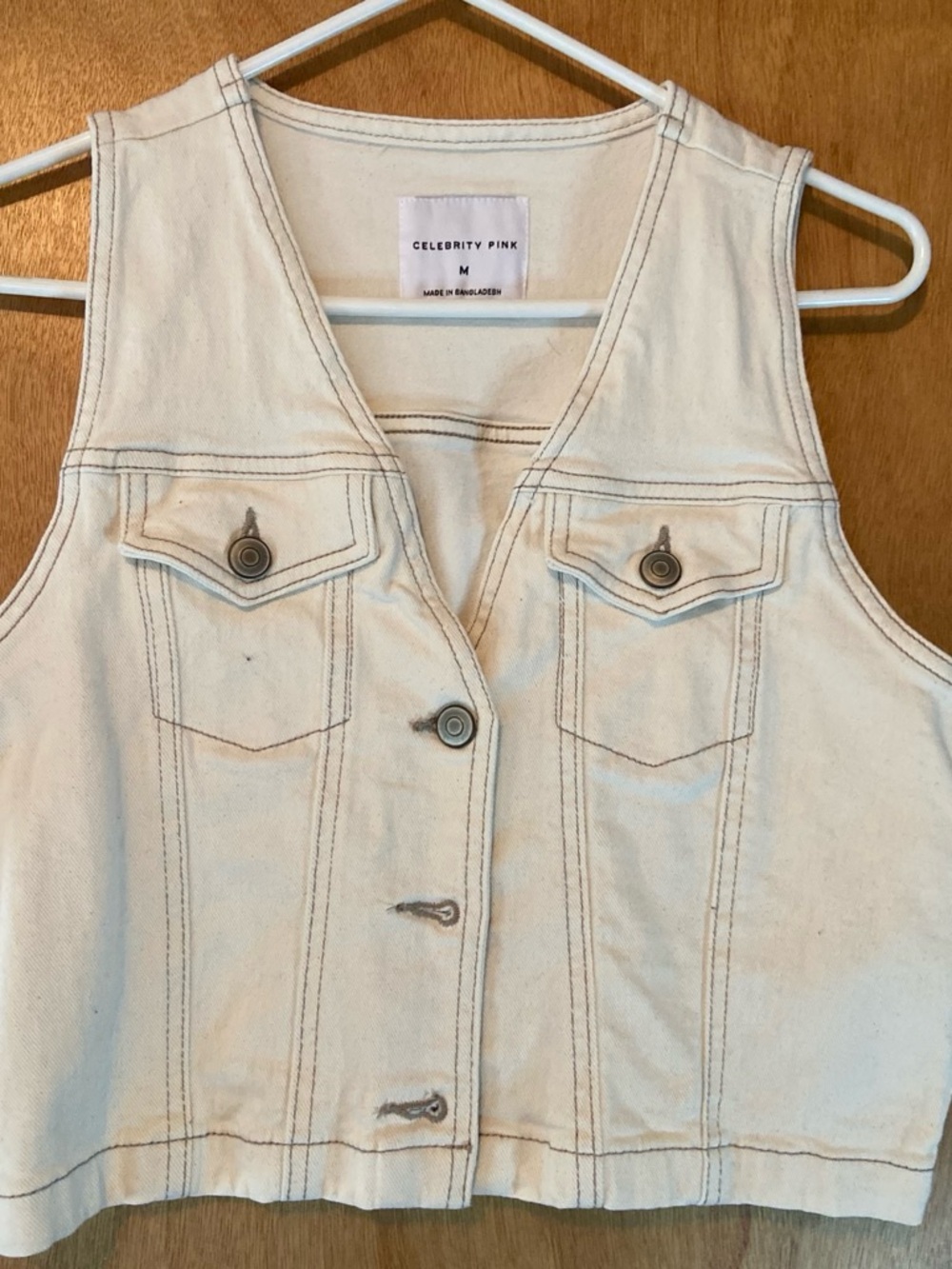 Celebrity Pink Cream Denim Vest